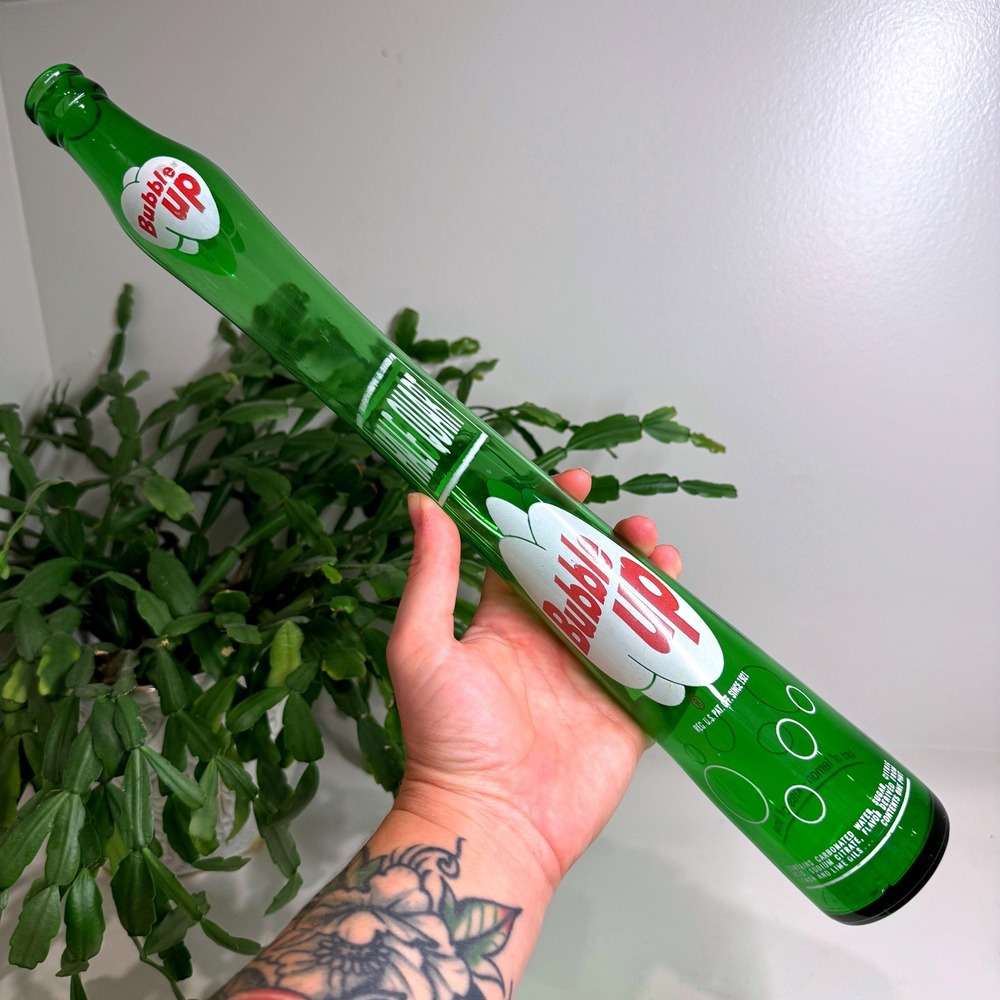 Vintage Bubble Up Stretched Glass Soda Bottle 60's Elongated Neck 17"